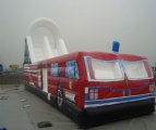 Red inflatable truck bouncy slide