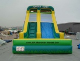 Green inflatable jungle slide for business rentals