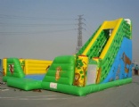 Green forest with animals inflatable slide combo