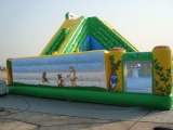 Green forest with animals inflatable slide combo