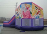 disney purple princess bouncing castles with slide