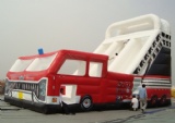 inflatable red bus slide