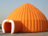 Camping in igloo dome shape for cold weather