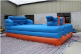 Inflatable bungee run game with basketball hoop