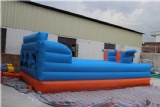 Inflatable bungee run game with basketball hoop