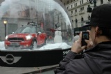 Huge clear Christmas snow globe