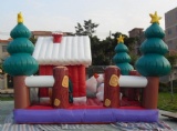 Santa Claus house with snowman Christmas tree