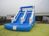 Inflatable slide with swimming pool