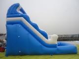 Inflatable slide with swimming pool